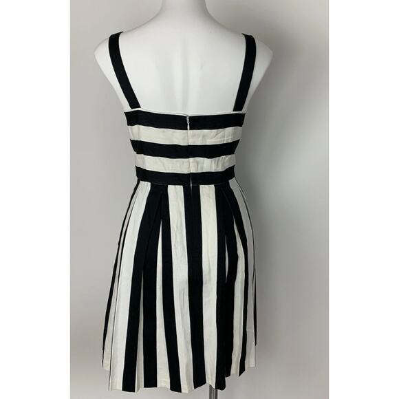 Loft Women's Sundress Black White Fit Flare Dress Skater Linen 4 XS - Picture 6 of 6